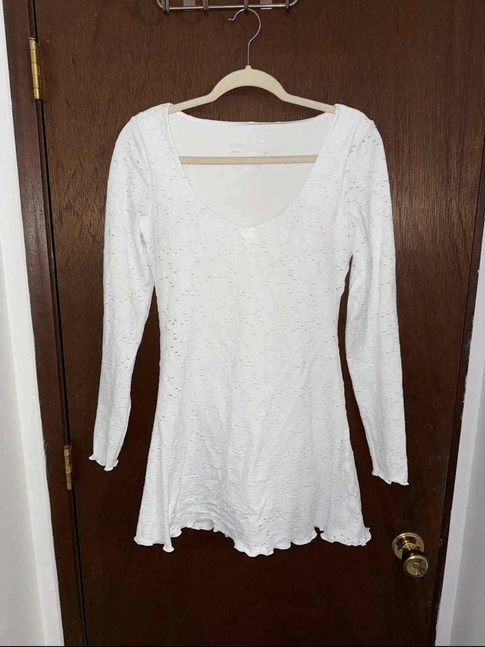 Aerie white long sleeve mini dress (size medium)